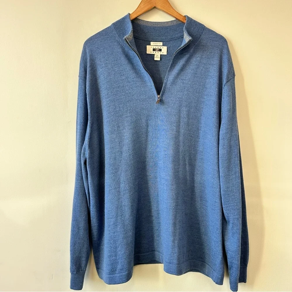 Men's Wool Blend Dusty Blue Half-Zip Sweater